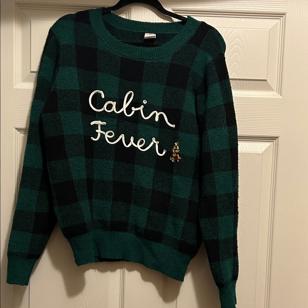 Plaid Green and Black Sweater